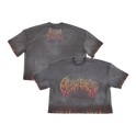 Through the Flames sun-washed grey tee from the Always Prosper Collection Bundle, front and back with flame-trimmed hem